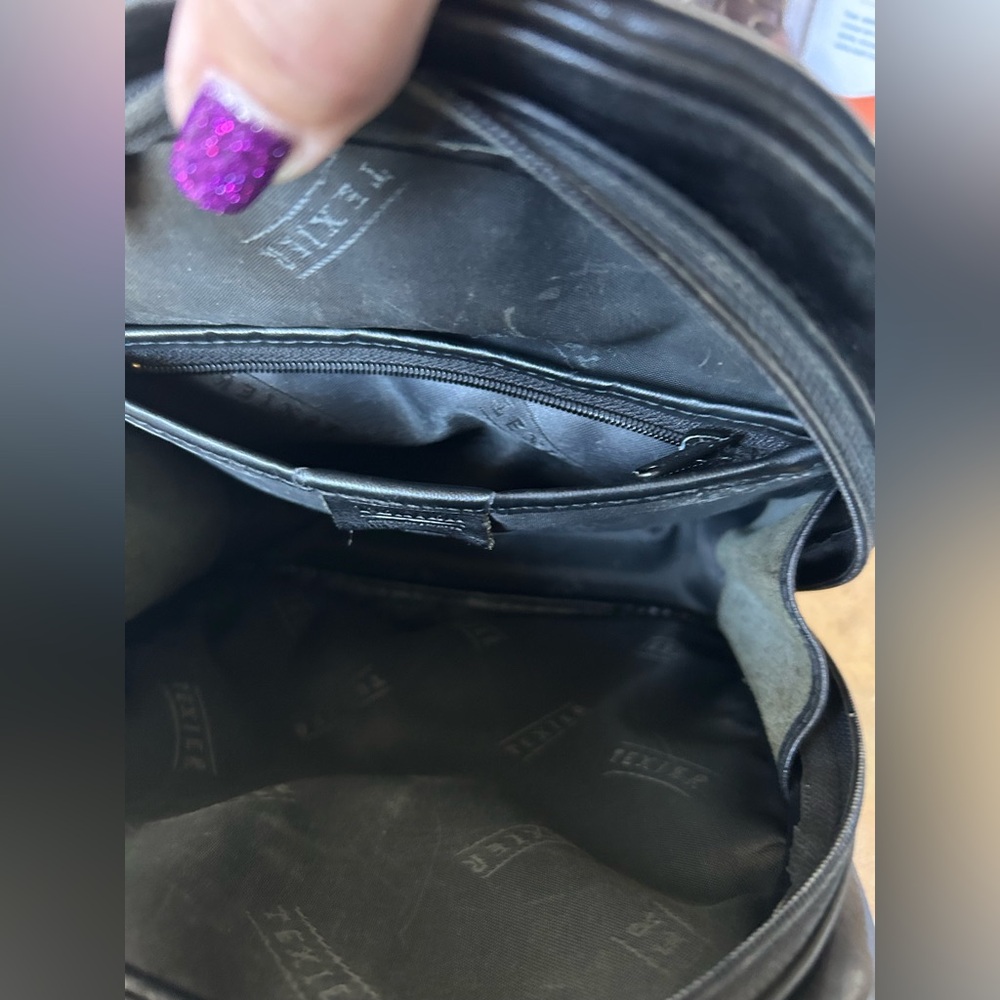 Texier Black Leather Mini Backpack with Sexy Gold Toggle - Picture 13 of 14